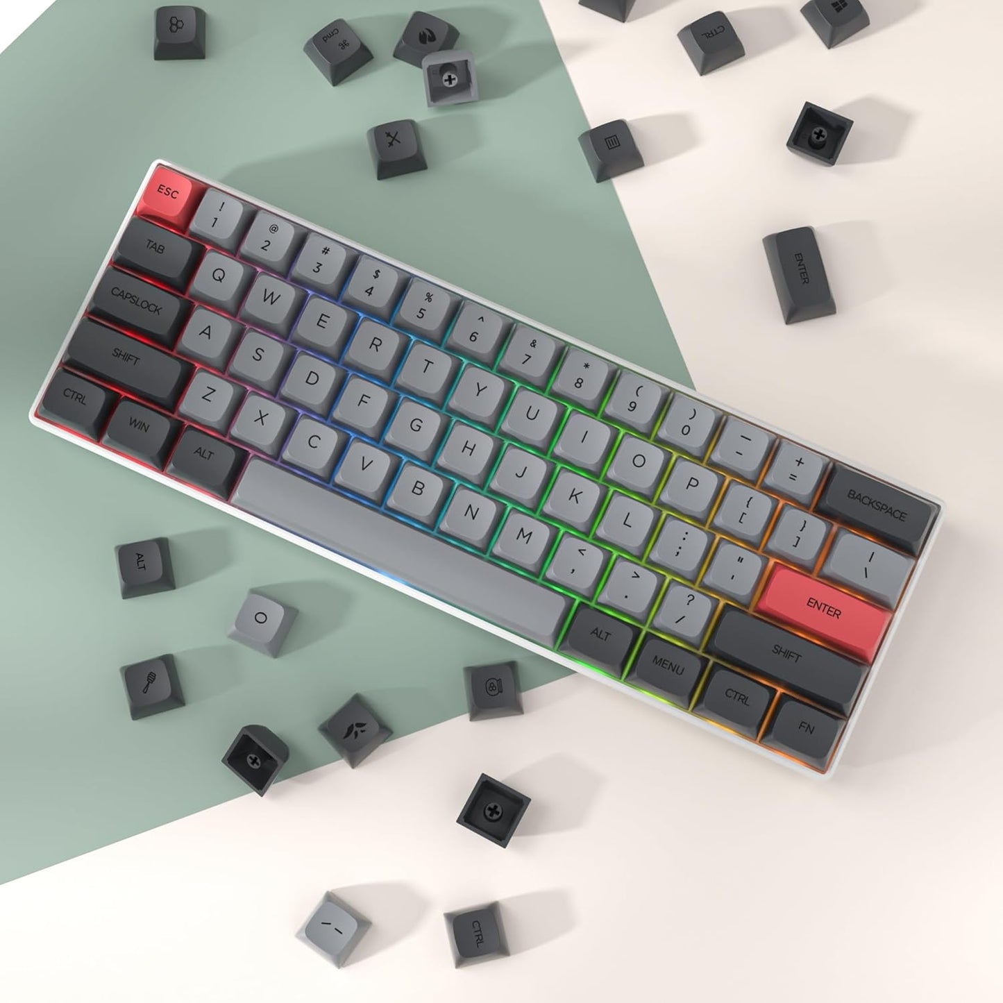 Grey Red Premium XDA PBT Keycaps