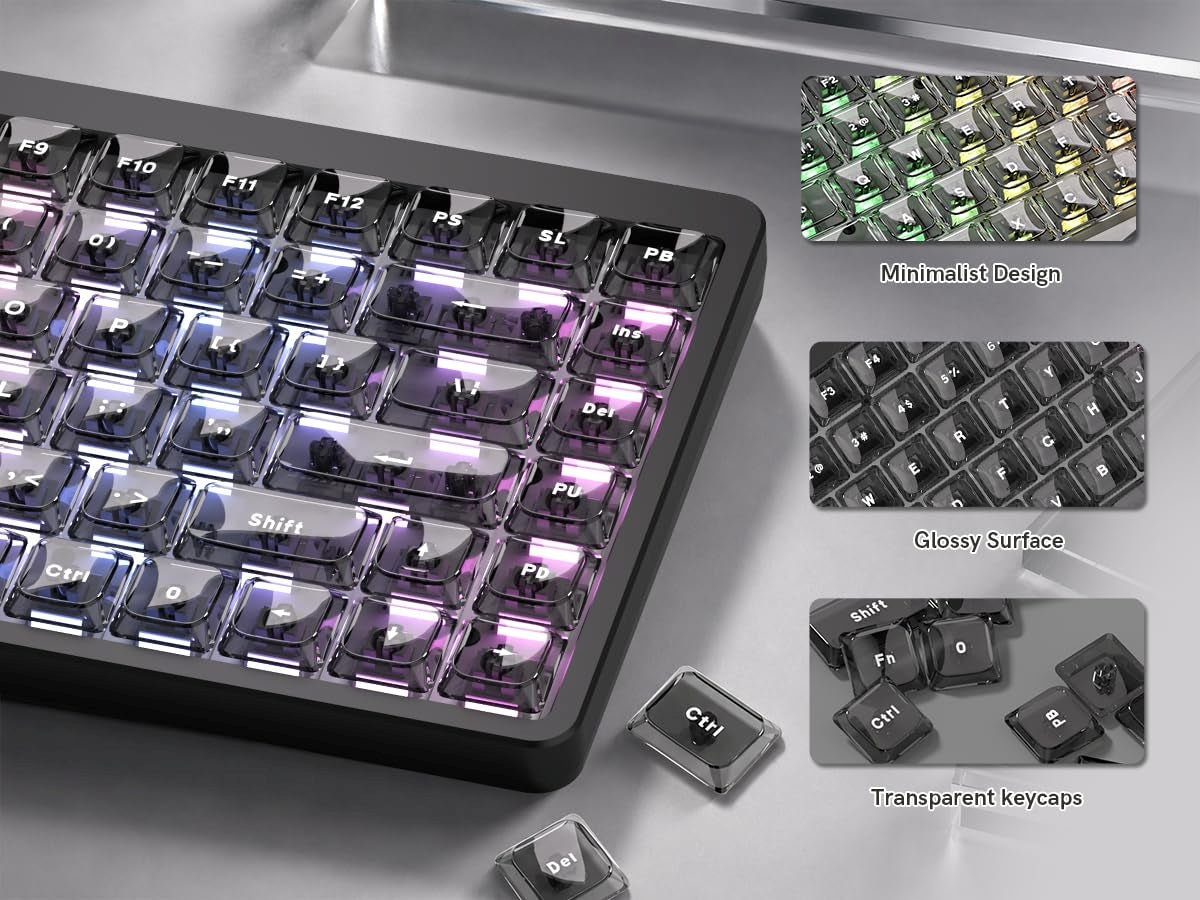 Womier Clear Black Grey Low Profile Keycaps