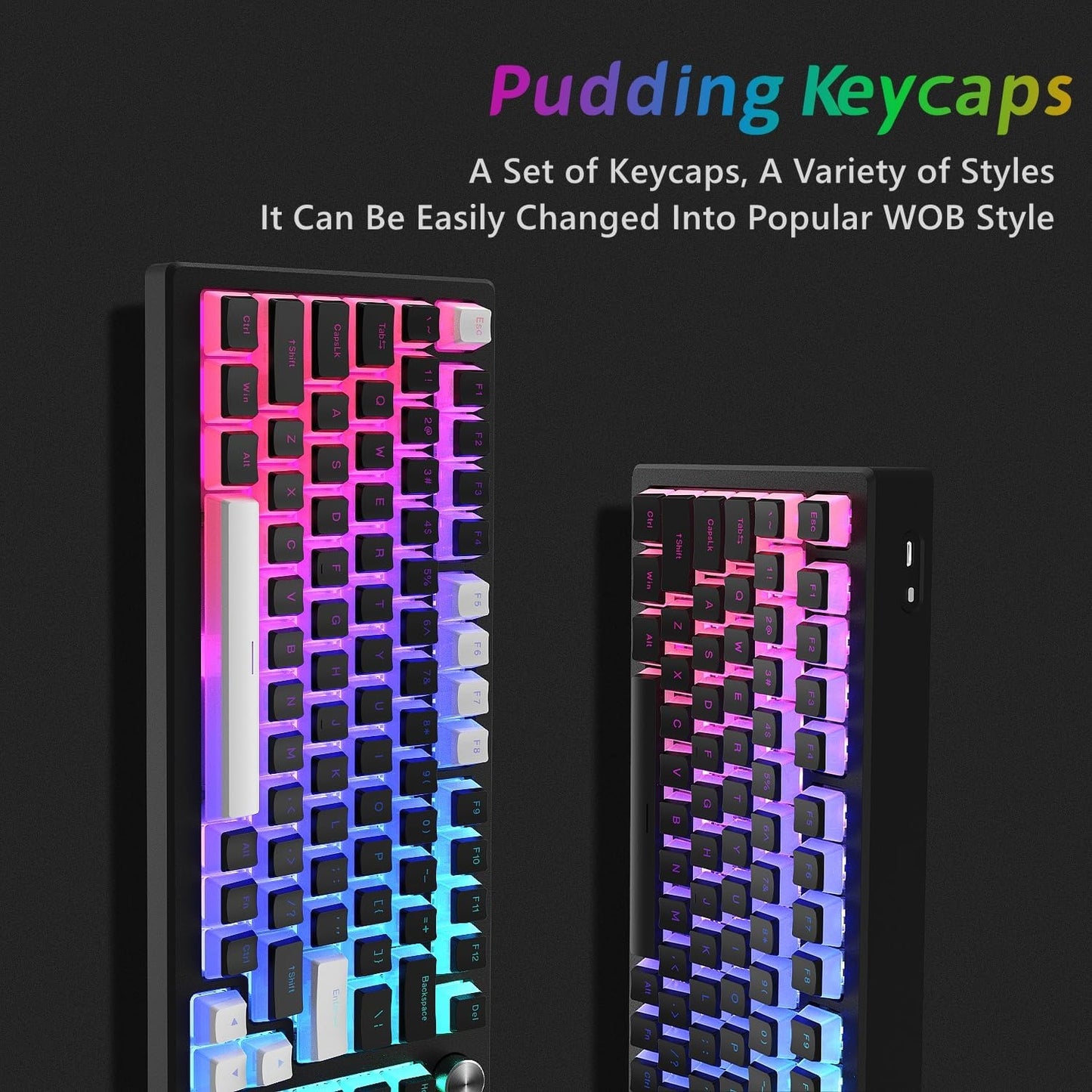 165 Pudding PBT Black Backlit Keycaps