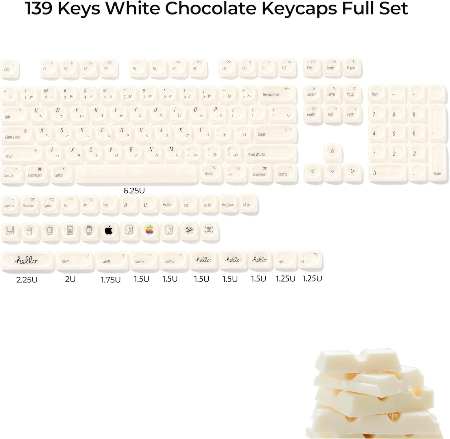 Womier Apple Mac Ceramic Style Japanese MOA Keycaps