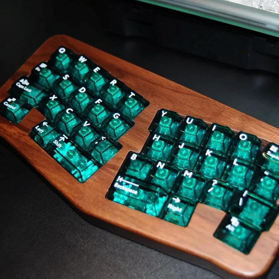 Green Gradient 209 PBT Sublimation & Crystal Transparent Cherry Hybrid Keycaps