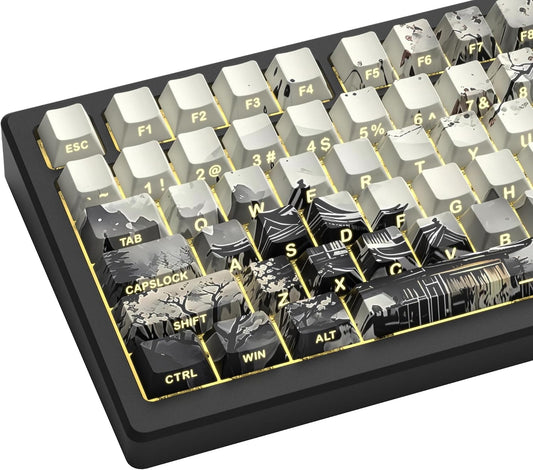 Ink Painting Side Shinethrough Cherry PBT Keycaps