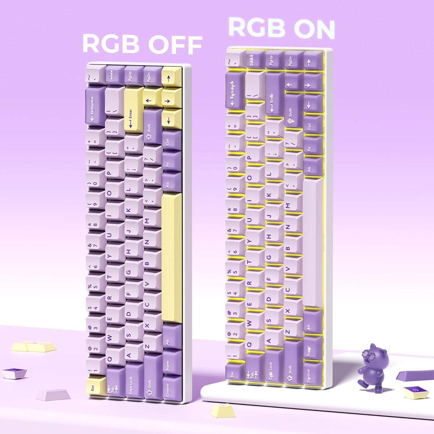 Lilac Dawn Cherry Doubleshot 216 PBT Keycaps with Premium Storage Box