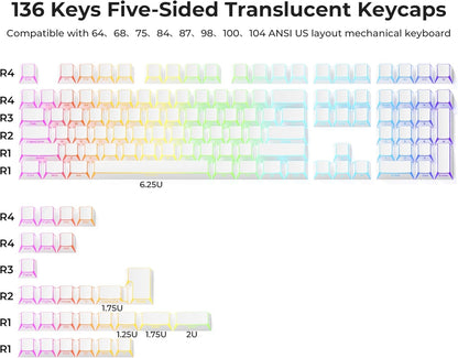 White Prism Side Backlit Cherry PBT Keycaps