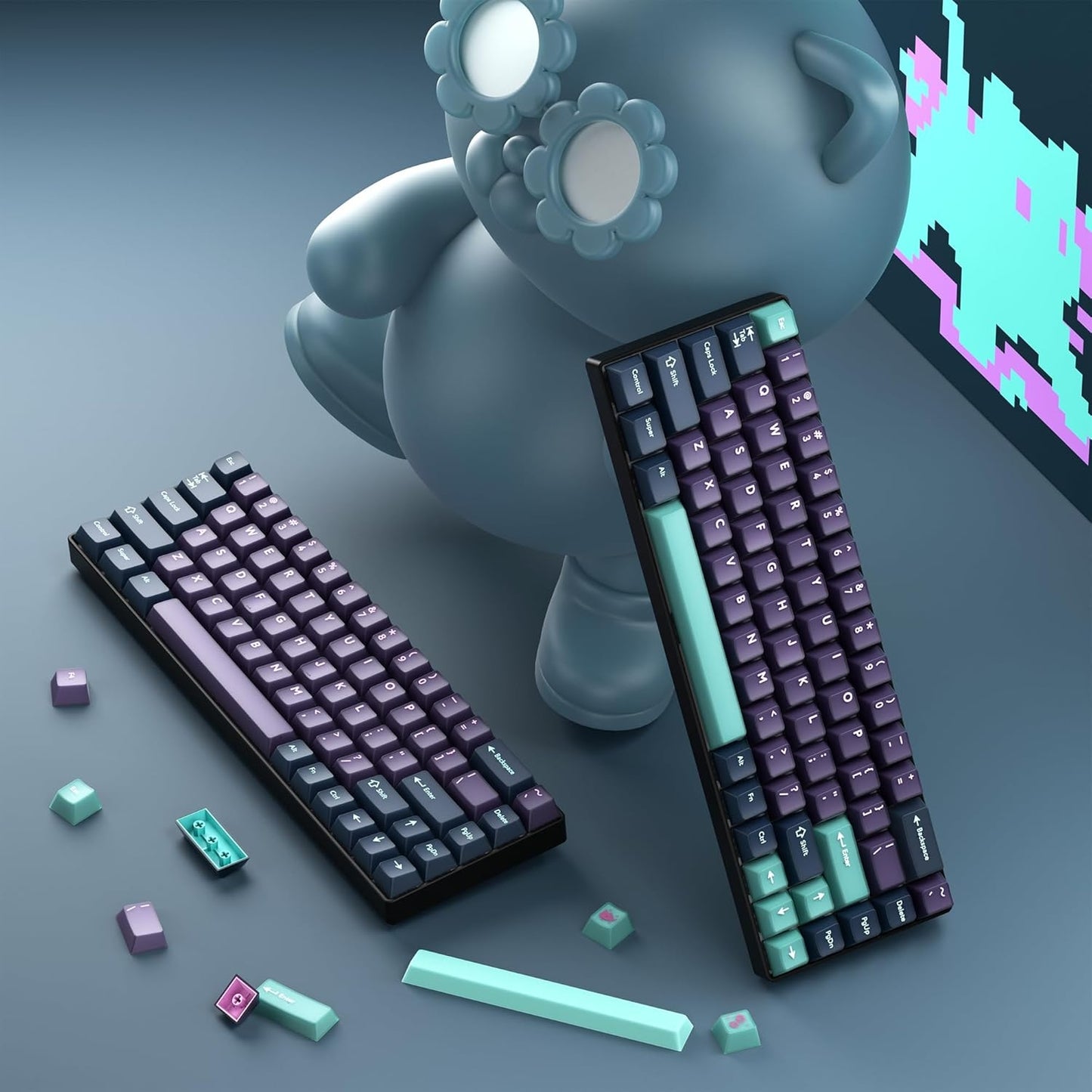 Abyss Mirage Cherry Doubleshot 216 PBT Keycaps with Premium Storage Box