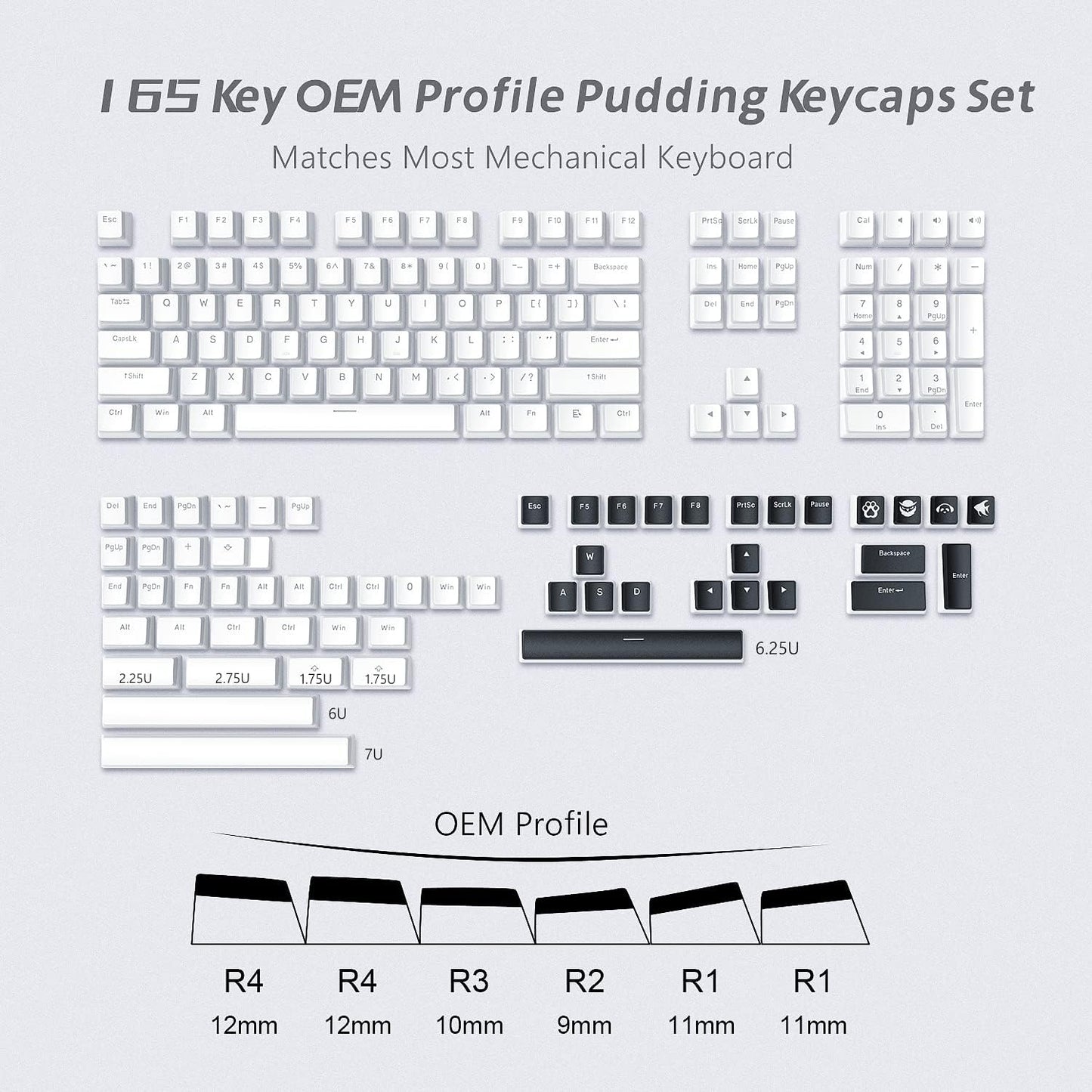 165 Pudding PBT BOW Backlit Keycap
