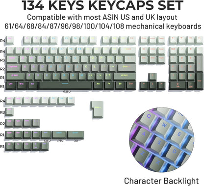 Sea Grass Fade Shinethrough  Gradient PBT Keycaps