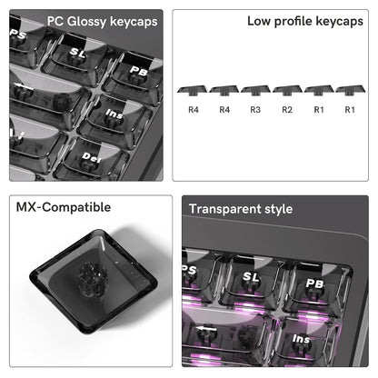 Womier Clear Black Grey Low Profile Keycaps