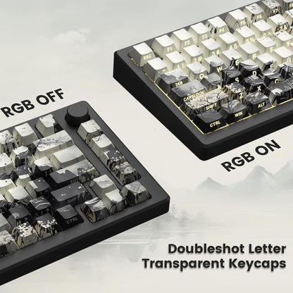 Ink Painting Side Shinethrough Cherry PBT Keycaps