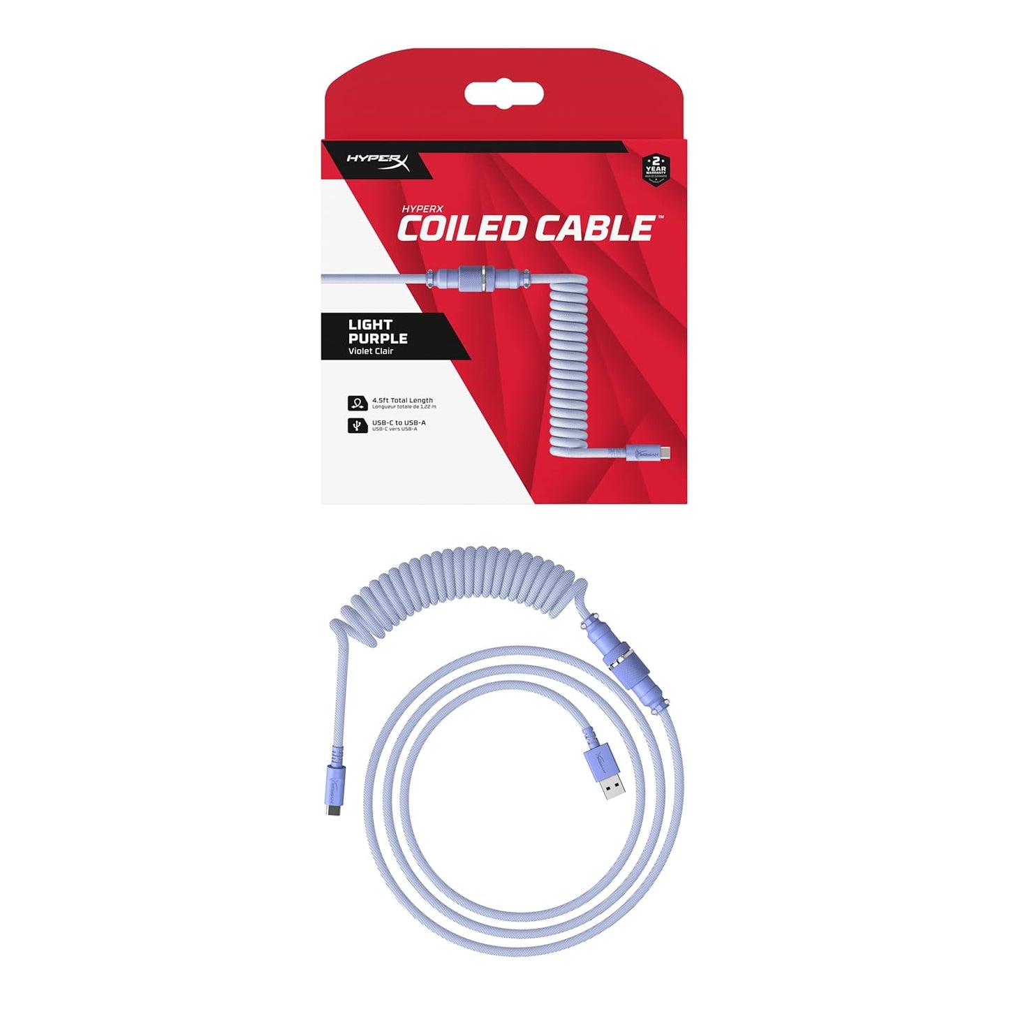 HyperX Coiled Cable Stylish Design, 5-Pin Aviator Connector Red Black/Blue White/Green White