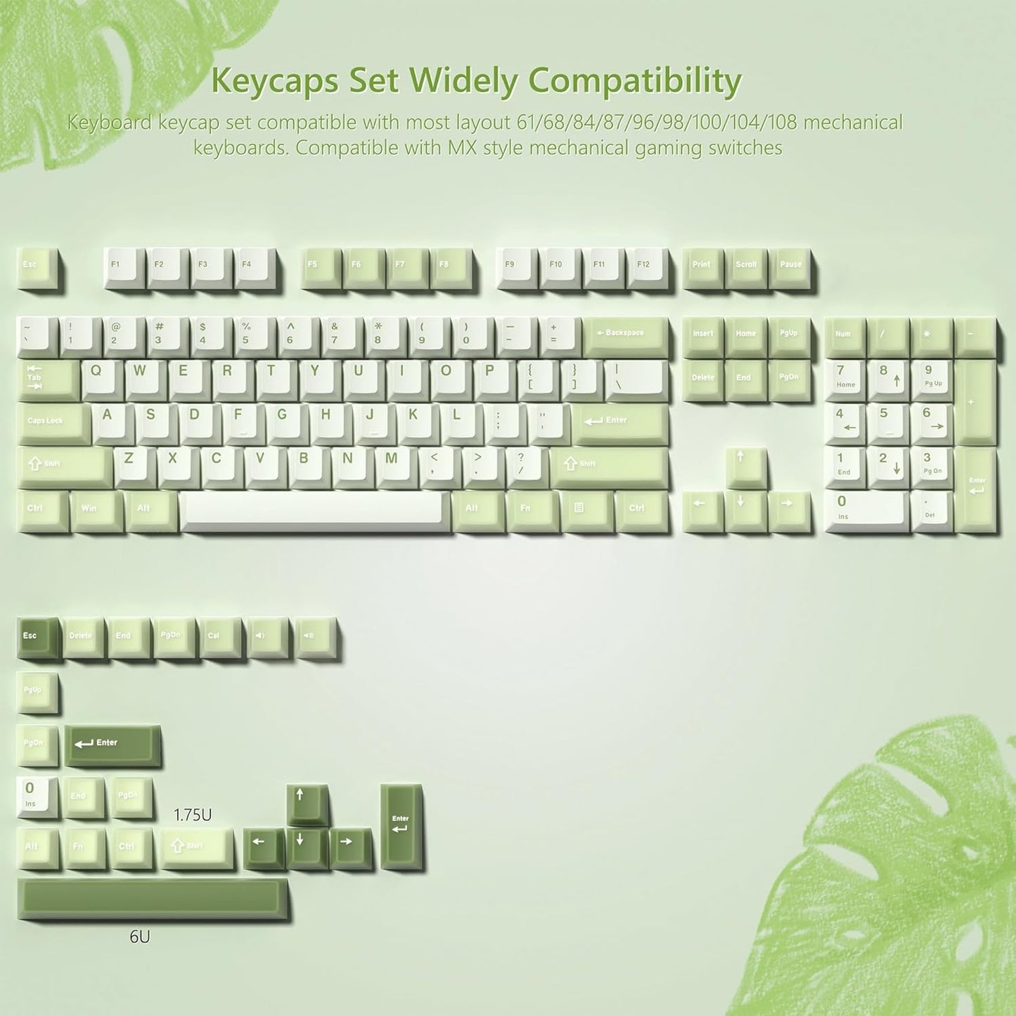Green Tea Doubleshot Cherry Profile Keycaps