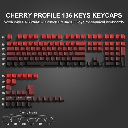 Black n' Red Gradient Side Backlit Cherry Keycaps
