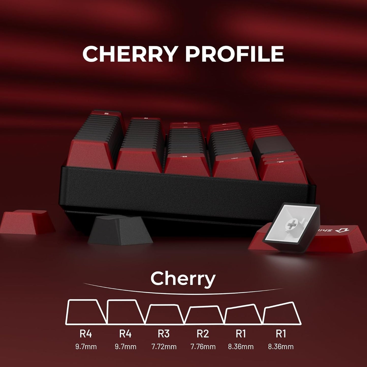 Crimson Alloy Cherry Doubleshot 216 PBT Keycaps with Premium Storage Box