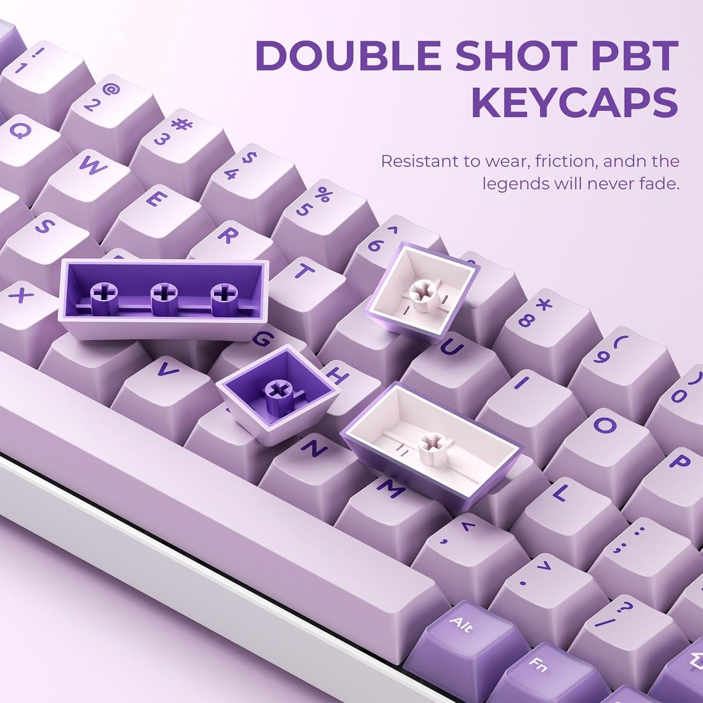 Lilac Dawn Cherry Doubleshot 216 PBT Keycaps with Premium Storage Box