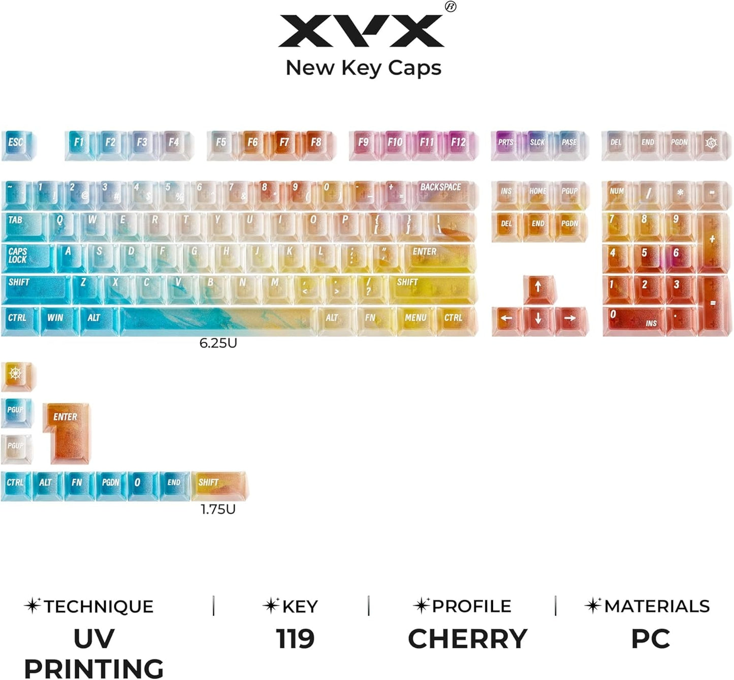 Aurora Gorgeous-View Cherry Profile PC Keycaps 119 keys