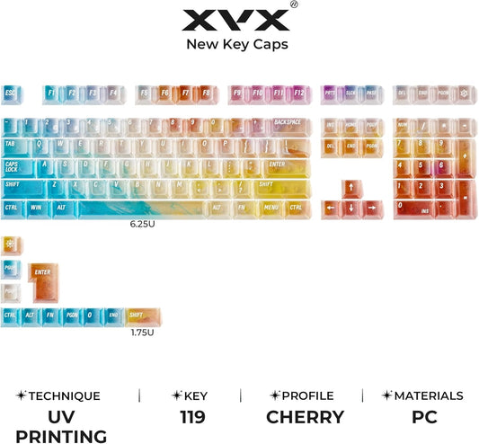 Aurora Gorgeous-View Cherry Profile PC Keycaps 119 keys