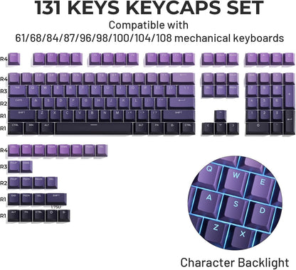 Womier Dark Purple Top Shinethrough Cherry Doubleshot PBT Keycaps