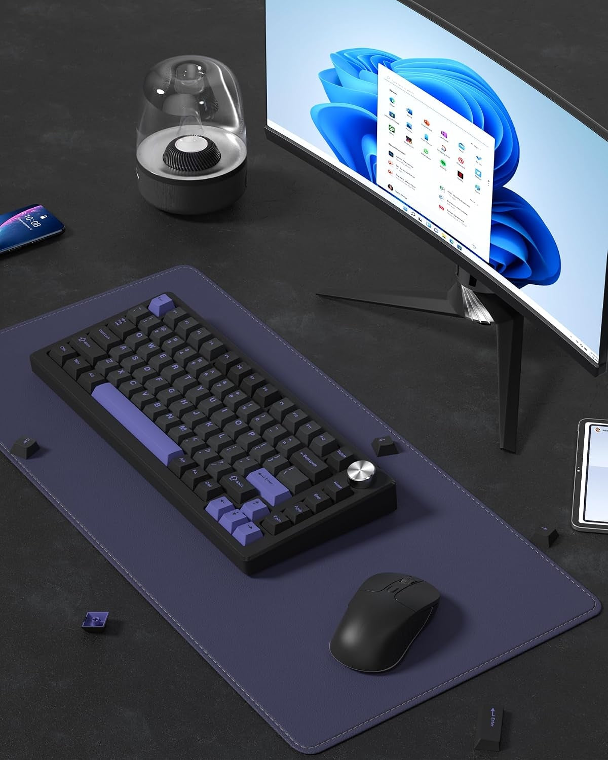 Womier Black Purple Cherry Doubleshot Keycaps