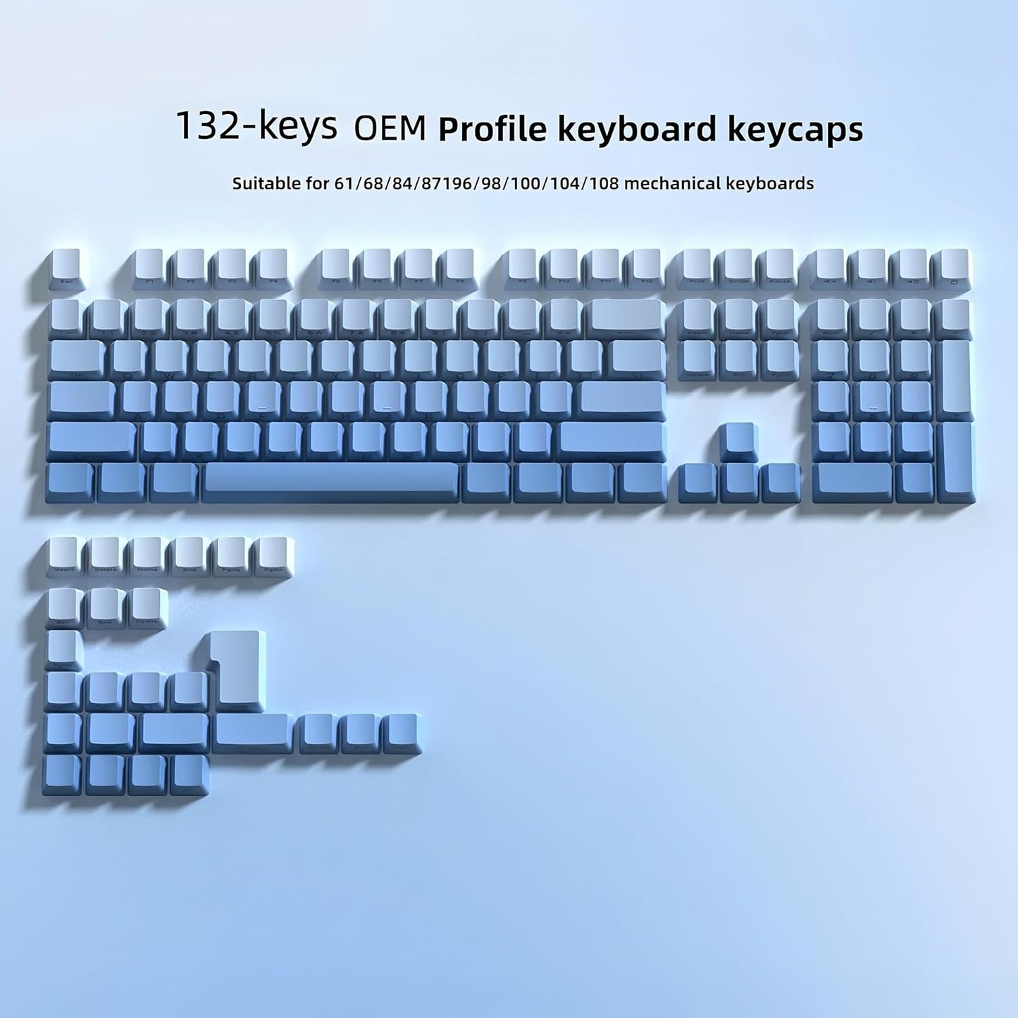 Sky Blue Gradient Side Backlit OEM Doubleshot PBT Keycaps