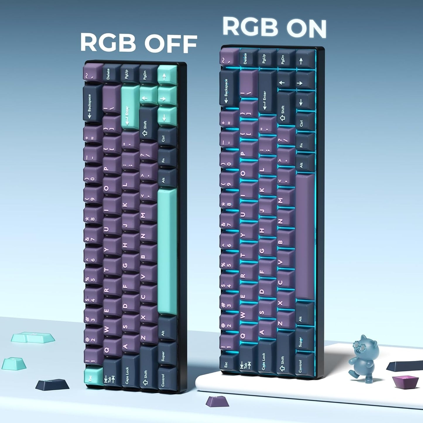 Abyss Mirage Cherry Doubleshot 216 PBT Keycaps with Premium Storage Box