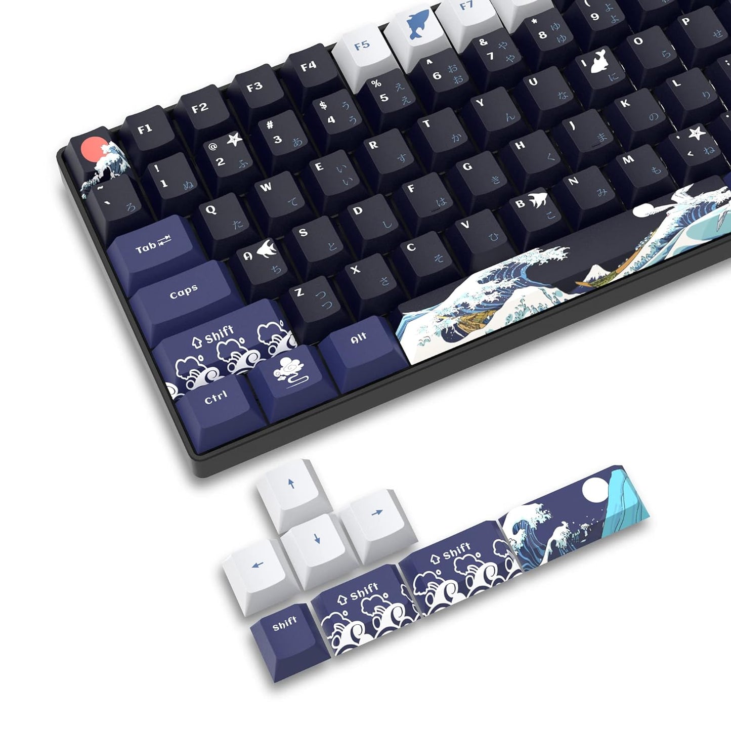 Great Wave Of Kanagawa Japanese Premium Cherry PBT keycaps