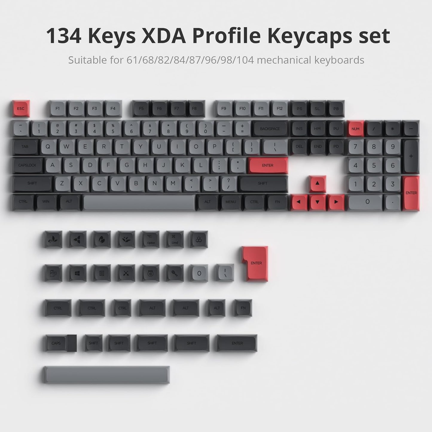 Grey Red Premium XDA PBT Keycaps