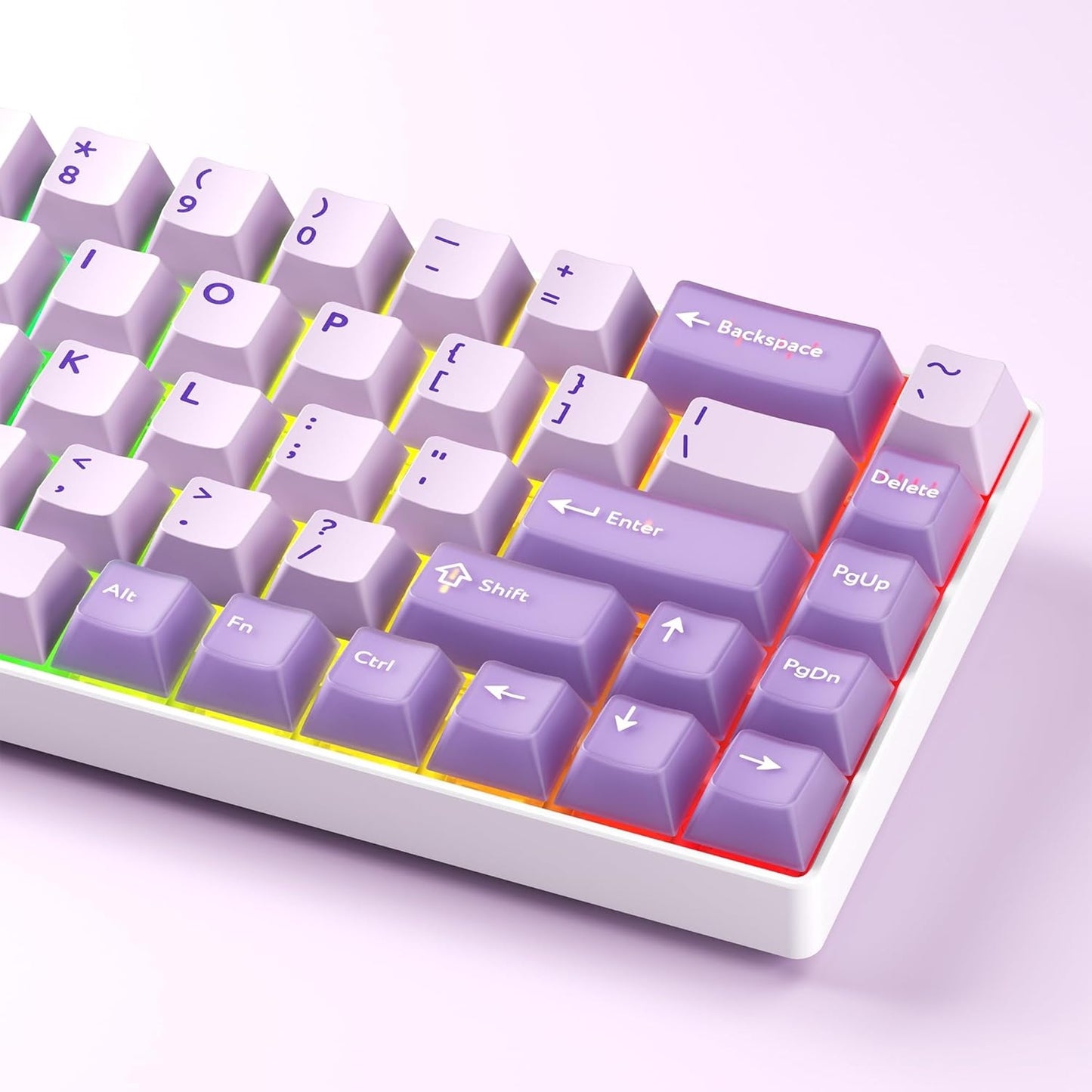 Lilac Dawn Cherry Doubleshot 216 PBT Keycaps with Premium Storage Box