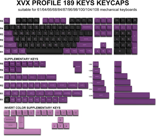 Midnight Purple XVX Profile Doubleshot PBT Keycaps