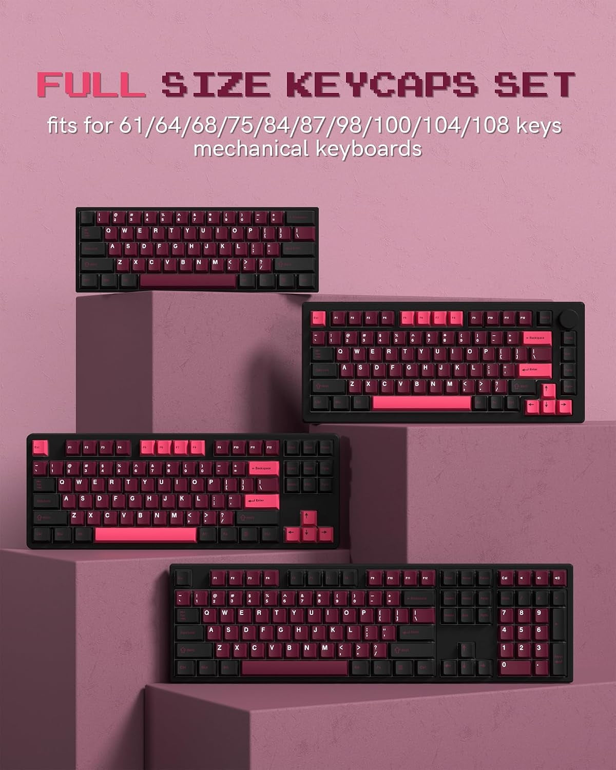 Womier Retro Ruby Pink Cherry Doubleshot PBT Keycaps
