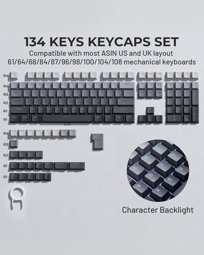 Ink Shadow Top Shinethrough Gradient PBT Keycaps