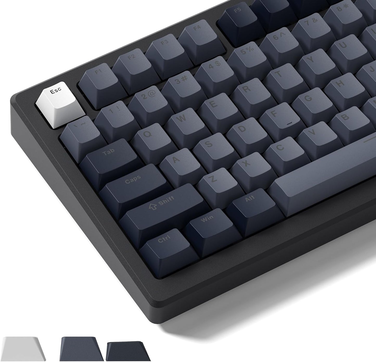 Womier Grey White Top Shinethrough Doubleshot Cherry PBT Keycaps