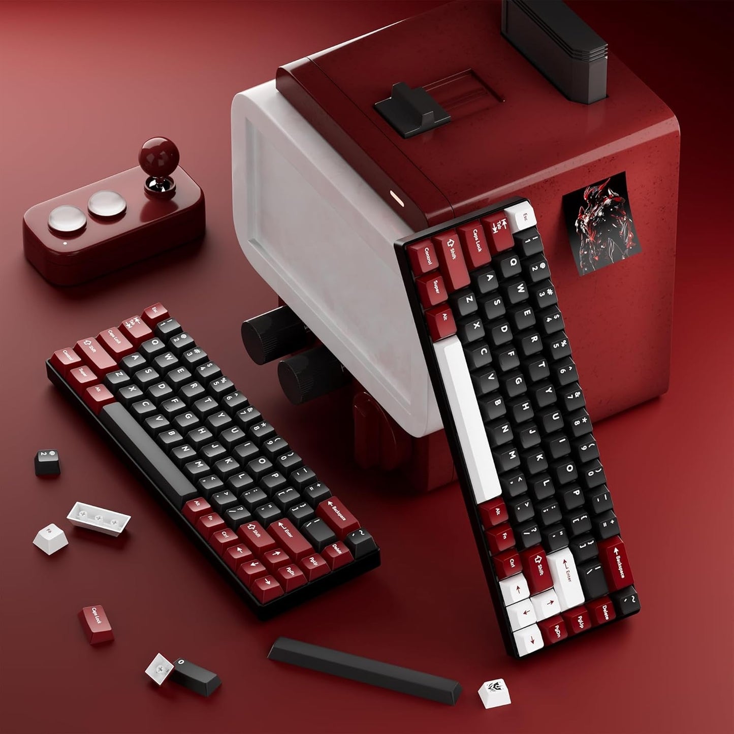 Crimson Alloy Cherry Doubleshot 216 PBT Keycaps with Premium Storage Box
