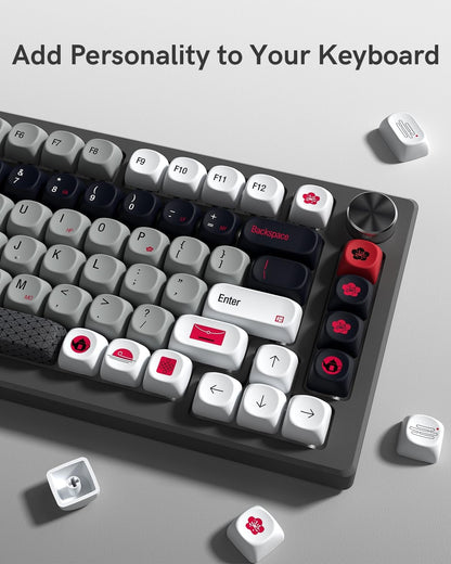 Gray White Red MOA PBT Keycaps