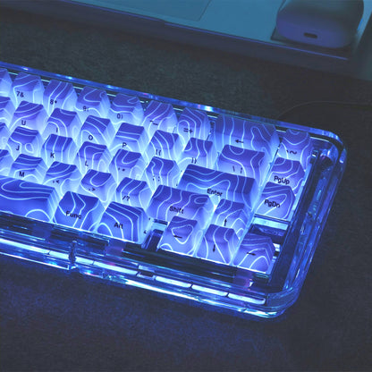 PREMIUM White Topographic Pattern IMD Tech Shinethrough Keycap