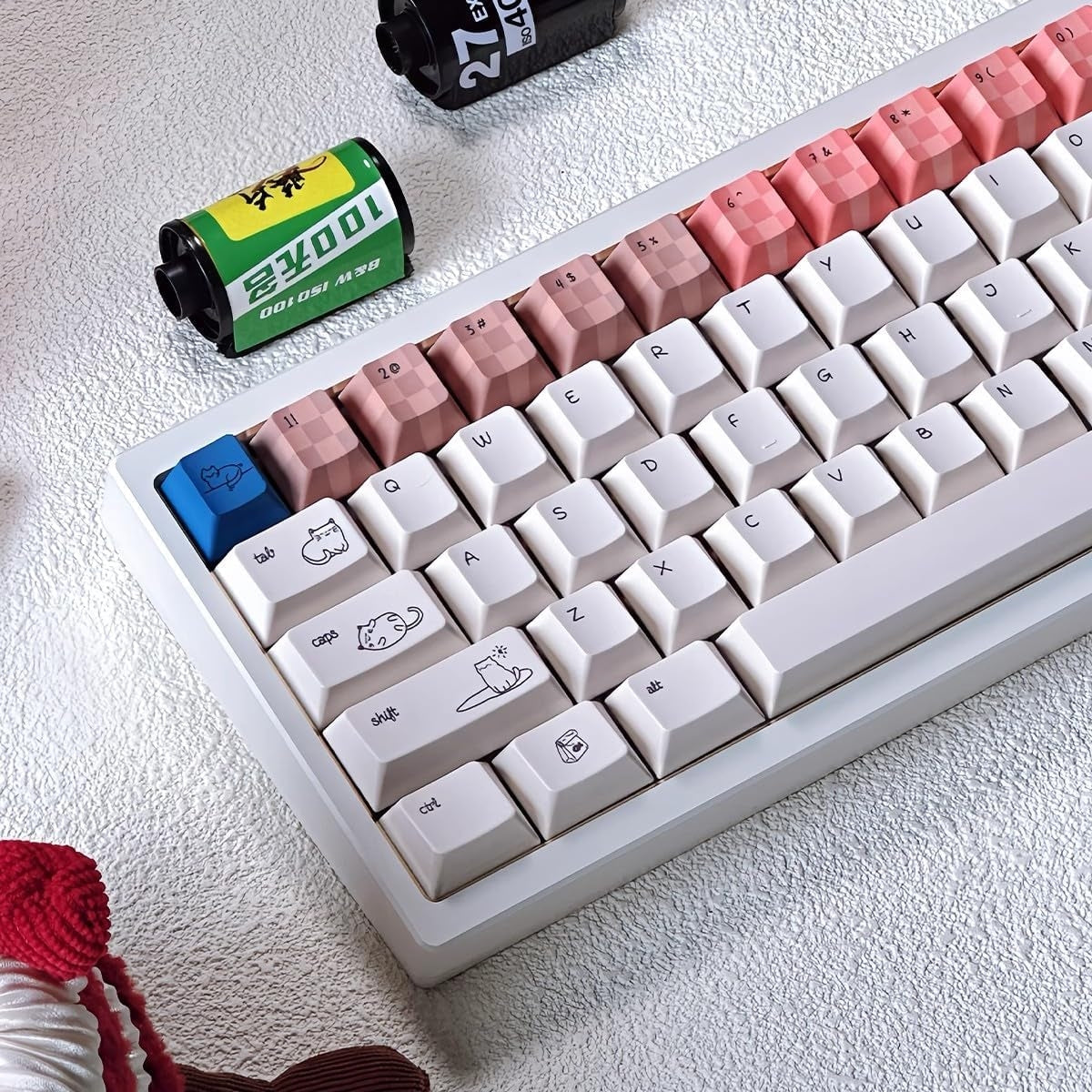 Pastel Minimalist Kitten Quality Cherry PBT Keycaps With Fancy Storage Box