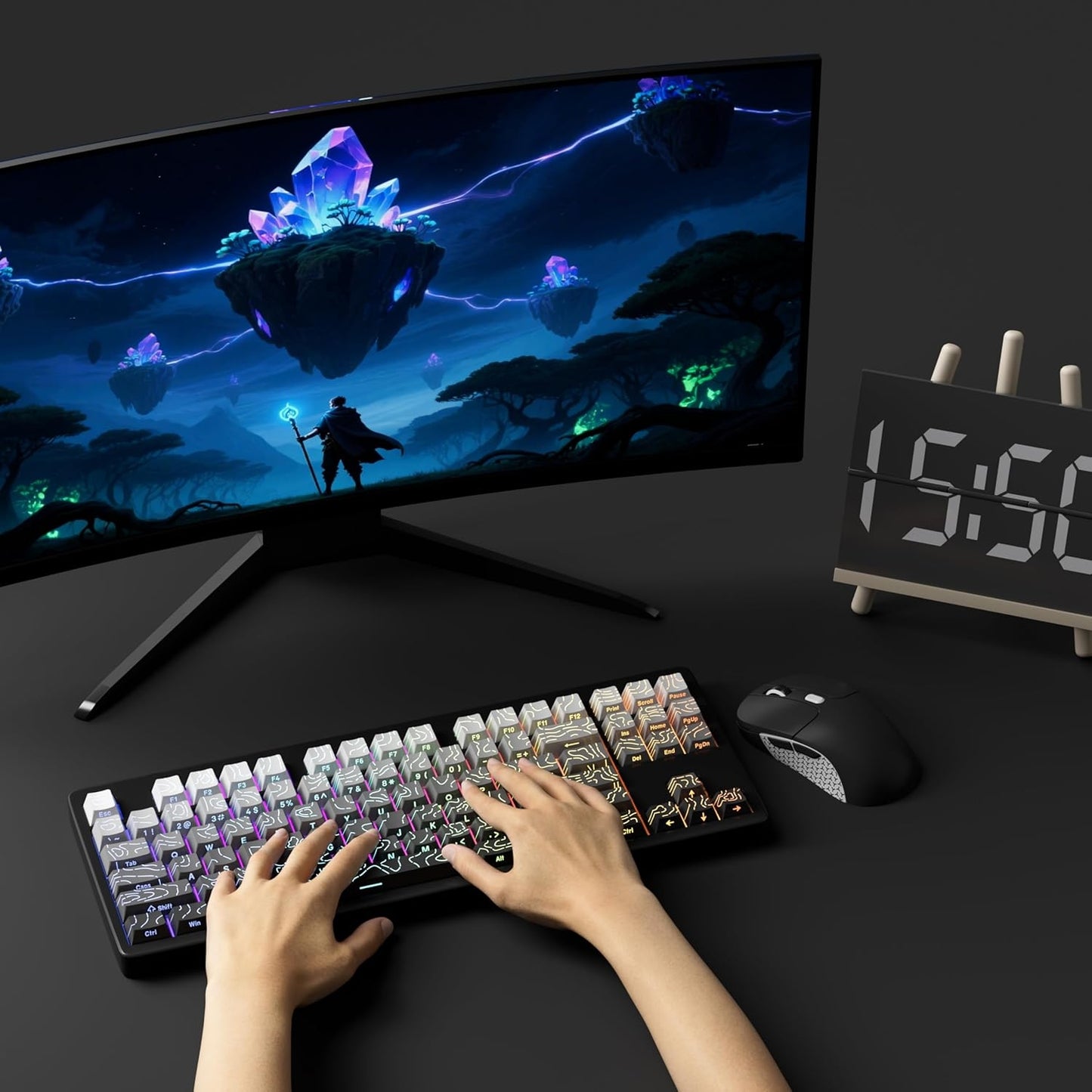 Topographic Polar Day Line Crack Side Backlit Cherry Keycaps