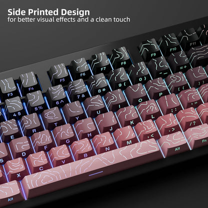 Topographic Black Pink Line Crack Side Backlit PBT Keycaps