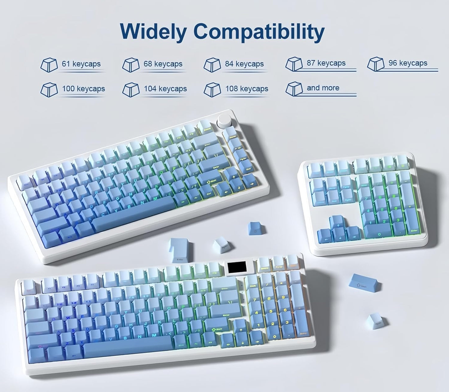 Sky Blue Gradient Side Backlit OEM Doubleshot PBT Keycaps