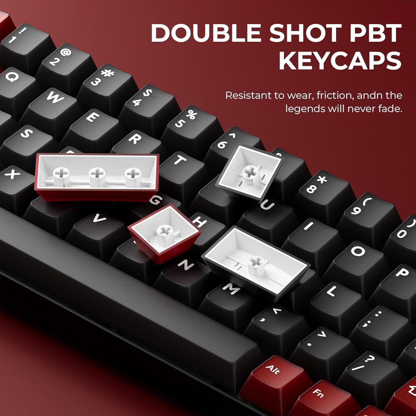 Crimson Alloy Cherry Doubleshot 216 PBT Keycaps with Premium Storage Box