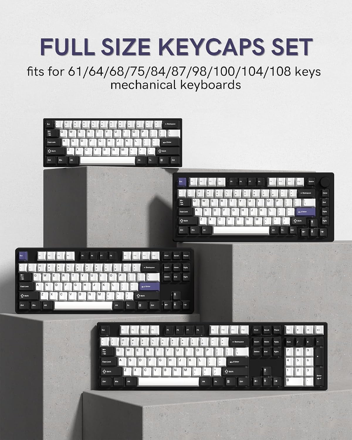 Womier Black White Blue Cherry Doubleshot PBT Keycaps
