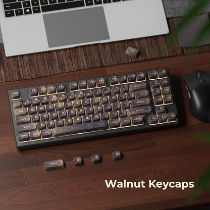 Dark Wood Grain Texture MOA PBT Keycaps