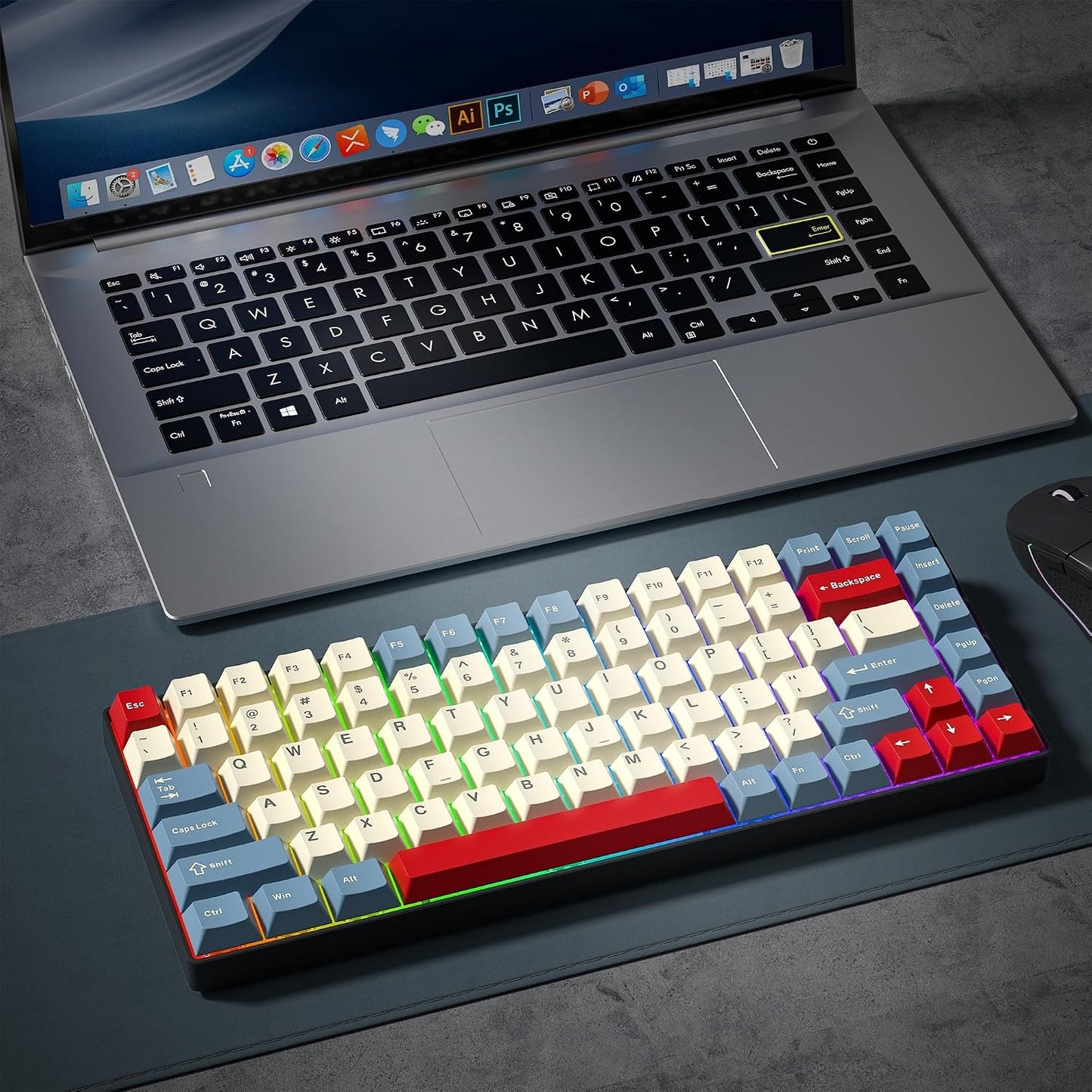 Womier Retro White Blue Red Cherry Doubleshot PBT Keycaps