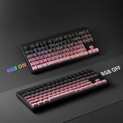 Topographic Black Pink Line Crack Side Backlit PBT Keycaps
