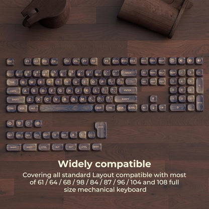 Dark Wood Grain Texture MOA PBT Keycaps