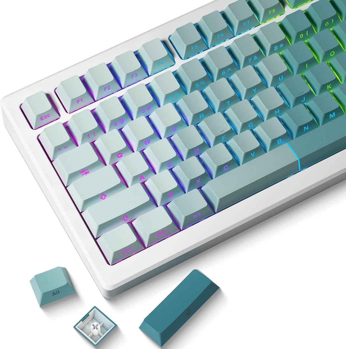 XVX Cyan Gradient X-Axis Series Side-Printed Cherry Profile Backlit Keycaps