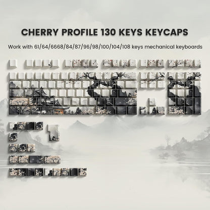 Ink Painting Side Shinethrough Cherry PBT Keycaps