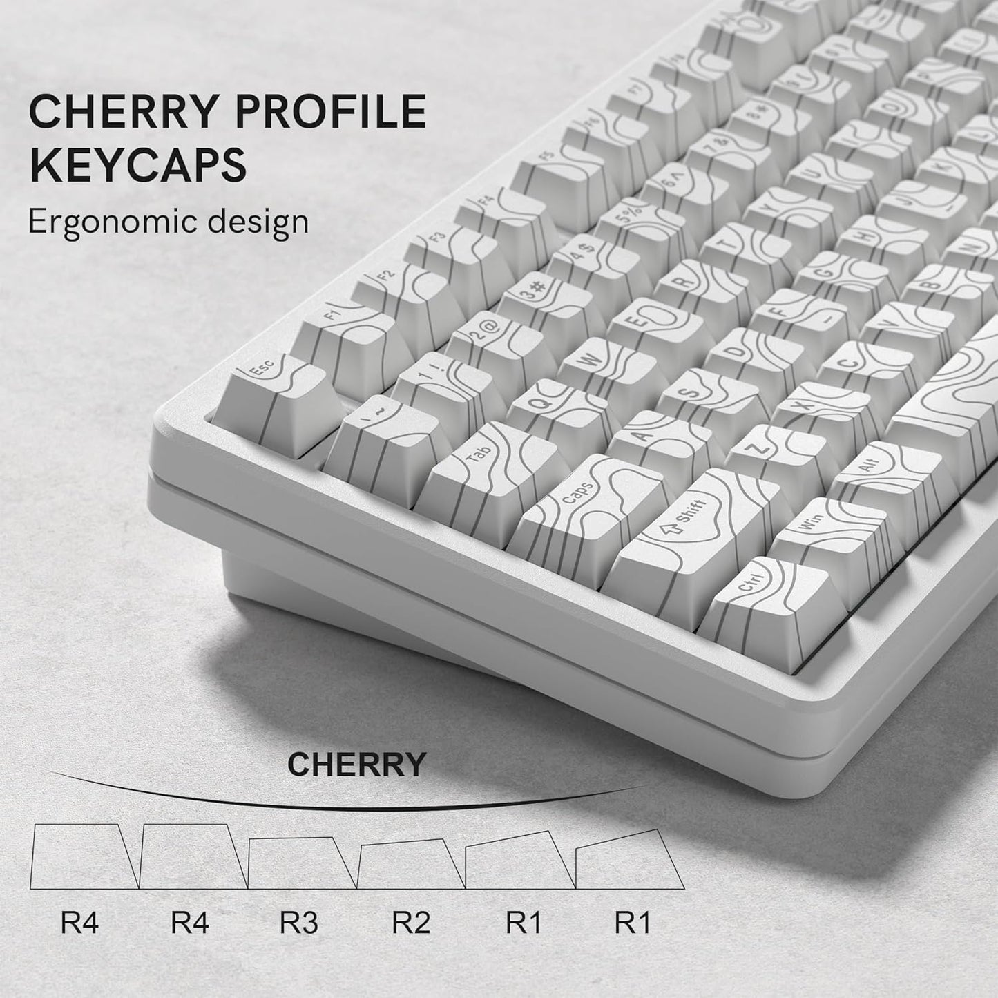 Womier Top Shinethrough Topography Cherry Doubleshot PBT Keycaps