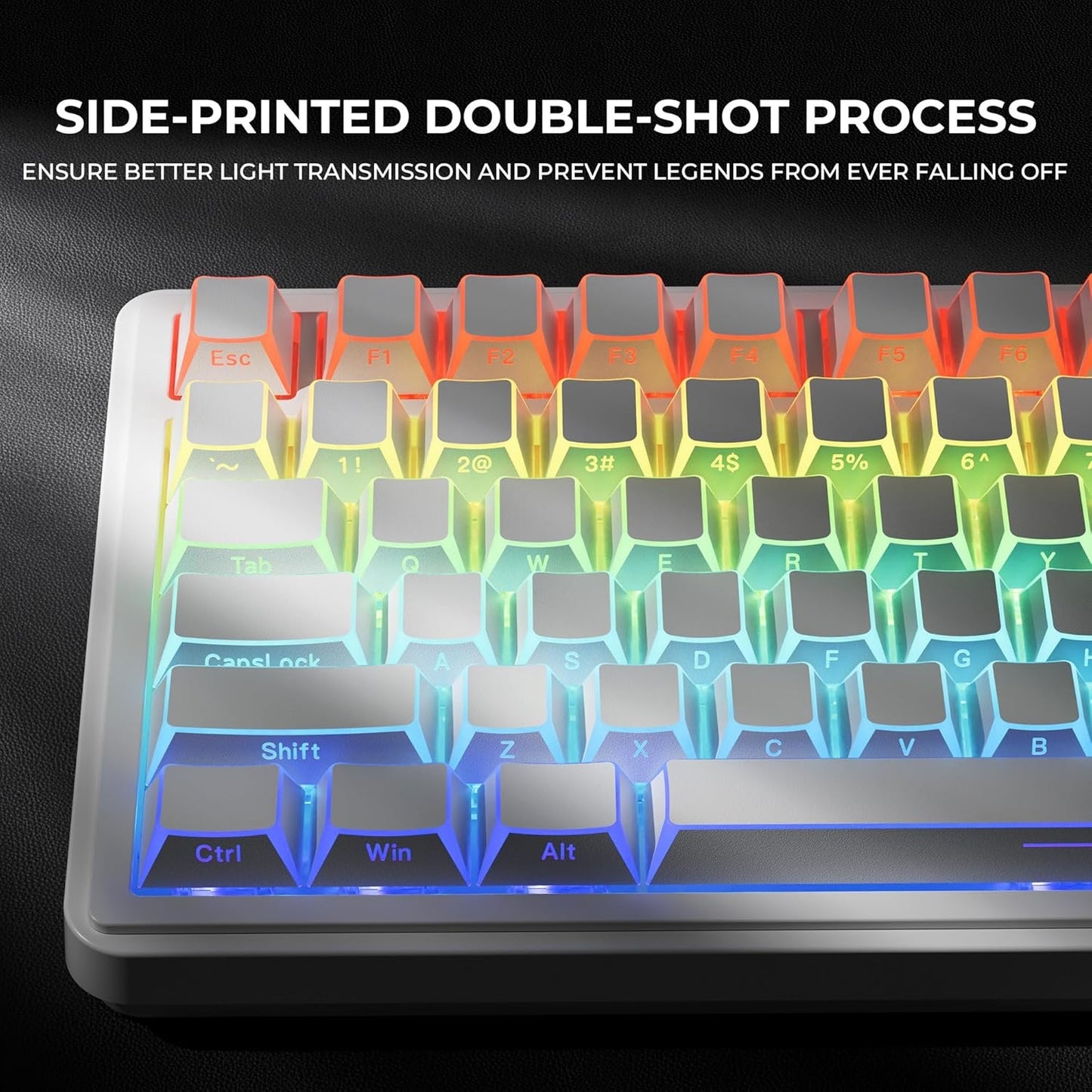 White Prism Side Backlit Cherry PBT Keycaps