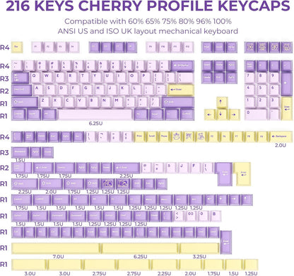XVX Lilac Dawn Chromatic Tales Series 216-Key Double-Shot Cherry Profile PBT Keycap Full Set
