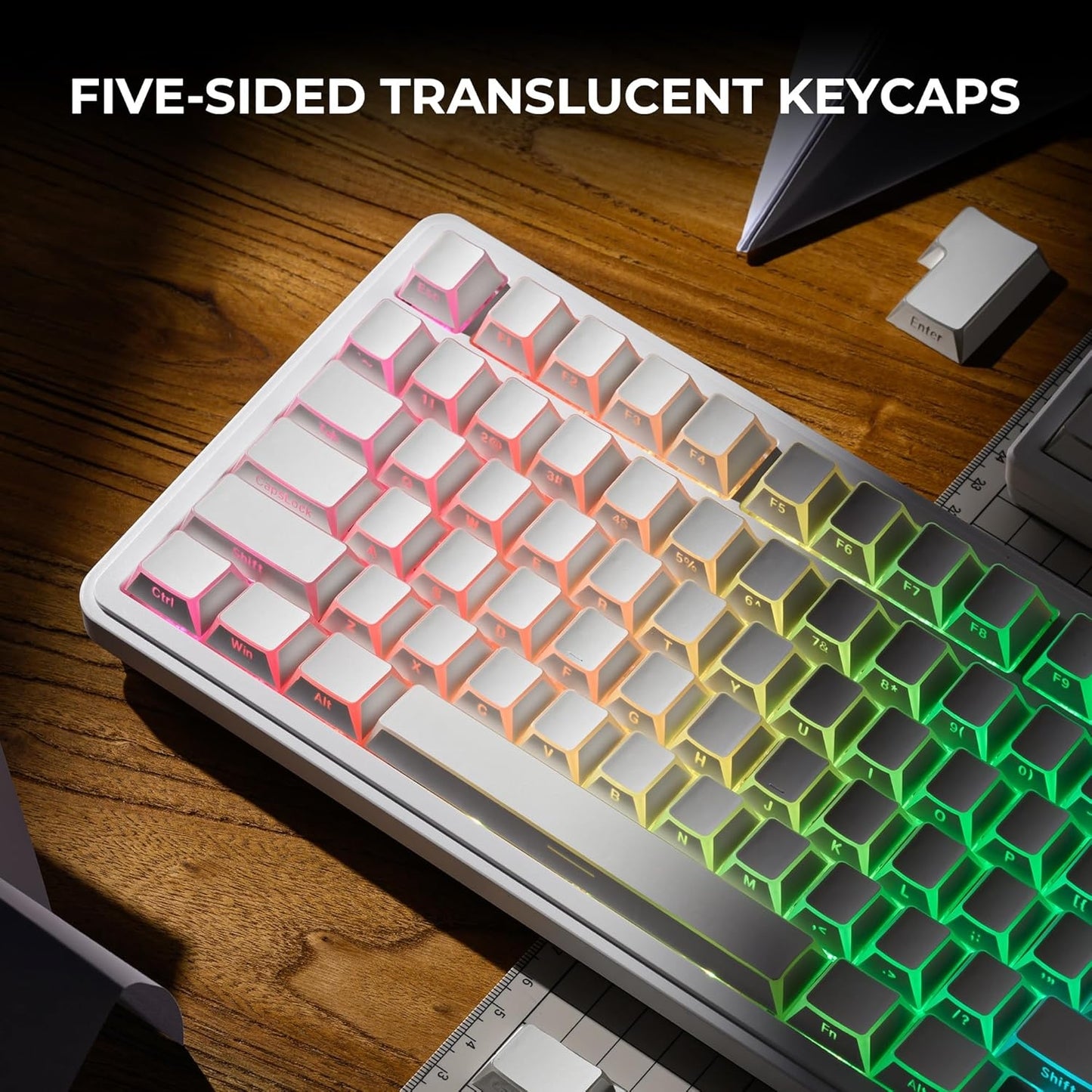 White Prism Side Backlit Cherry PBT Keycaps